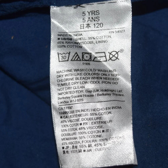 Baby Gap Button Up Navy Blue Floral Dress Girls Size 5 Years - Picture 4 of 4